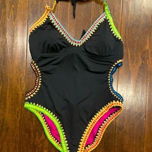 Bar III Be Weave It Monokini High-Leg Swimsuit